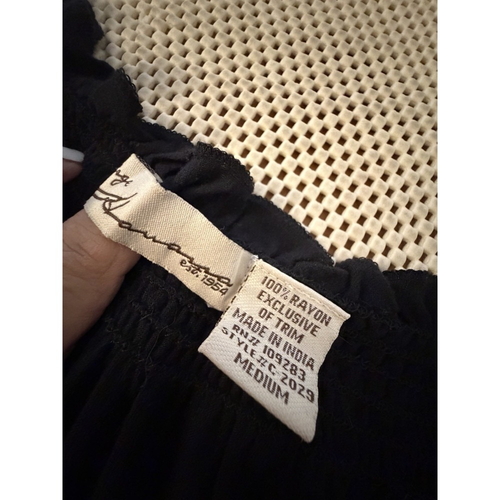 Vintage Havana Top Blouse S On/off Shoulder Embroidered Black Elastic Waist Boho - Picture 6 of 11